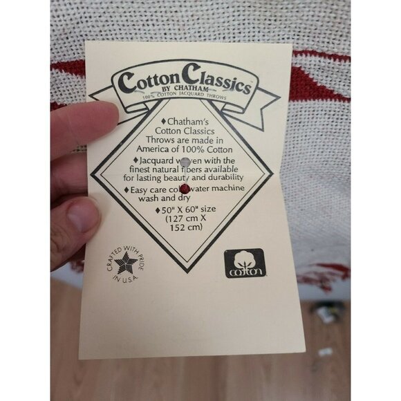 𝅺COTTON Classic By Chatham Jacquard Throw Blanket Red Santa Claus Print 50"X60" - Picture 4 of 7